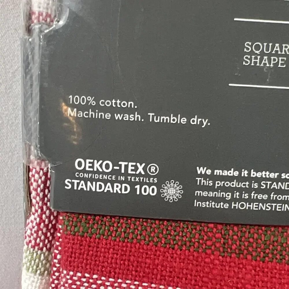Threshold Round Tablecloth 100% Cotton Red White Green Plaid Holiday Christmas